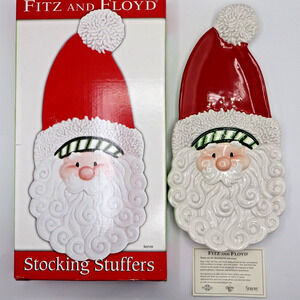 Fitz & Floyd Santa Server Platter From The Stocking Stuffers Collection Ceramic